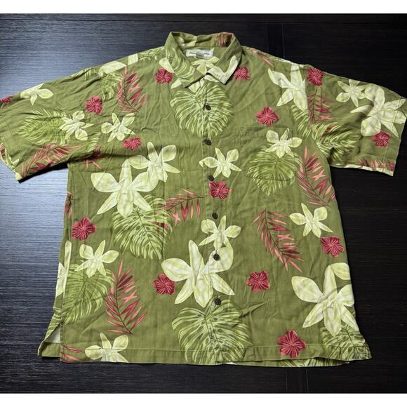 Tommy Bahama Men’s Size L 100% Silk Hawaiian Shirt, Casual Beach Vacation - Picture 1 of 5